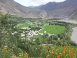 The lush green oasis of Ourika Valley with traditional Berber houses.