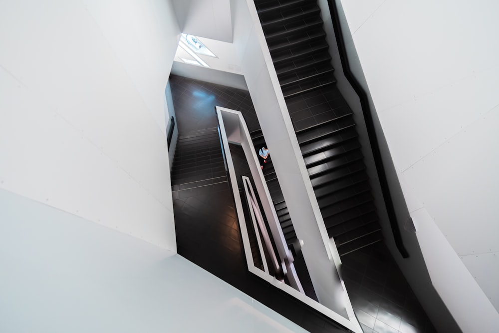 a stair case with a picture of a person on it