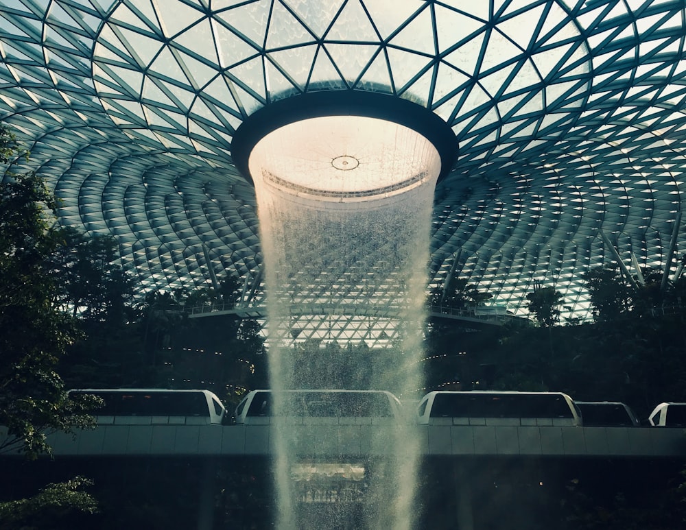 sun rays coming through Gardens by the Bay in Singapore