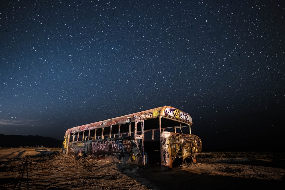 yellow bus on dessert