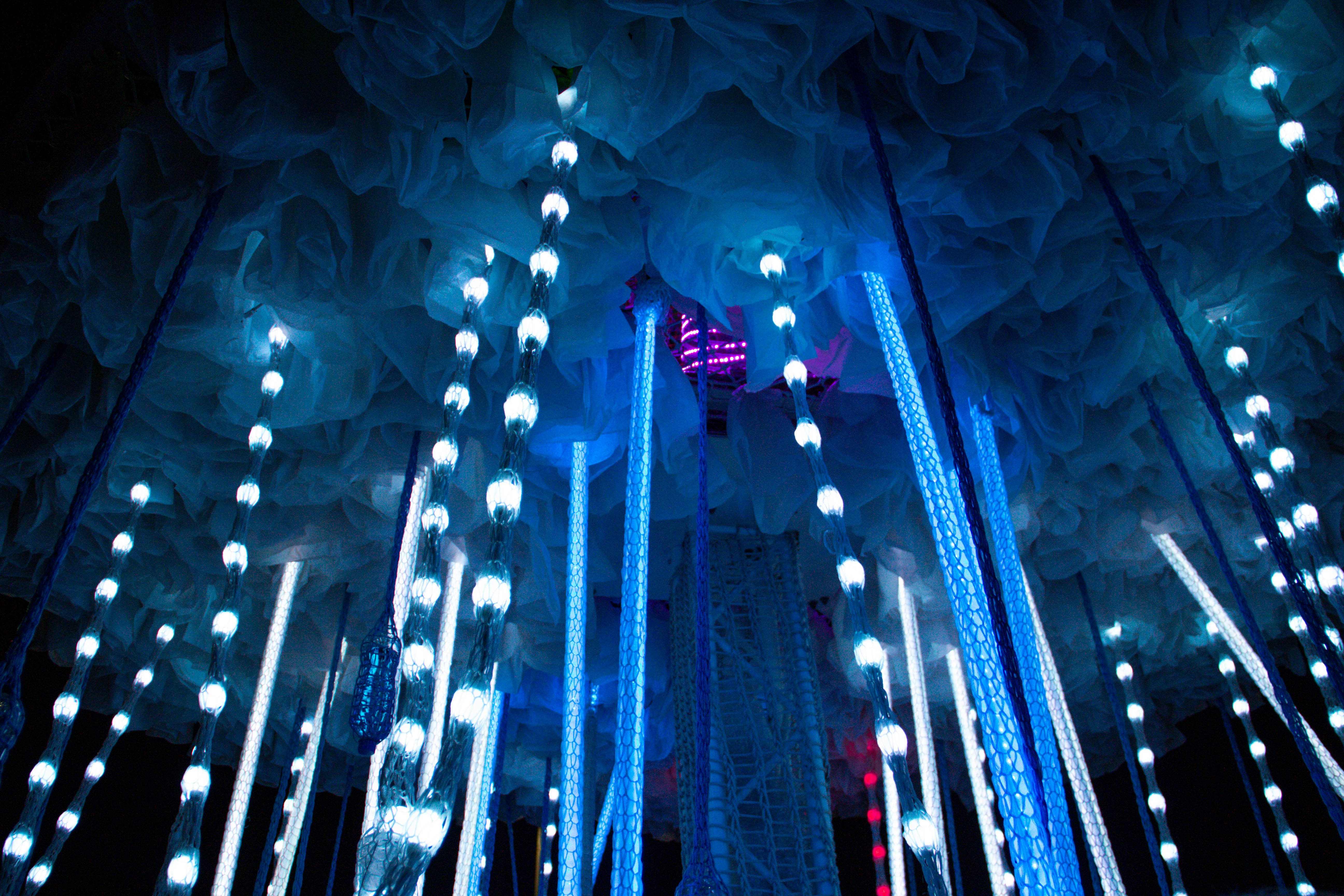 assorted string lights in room, 