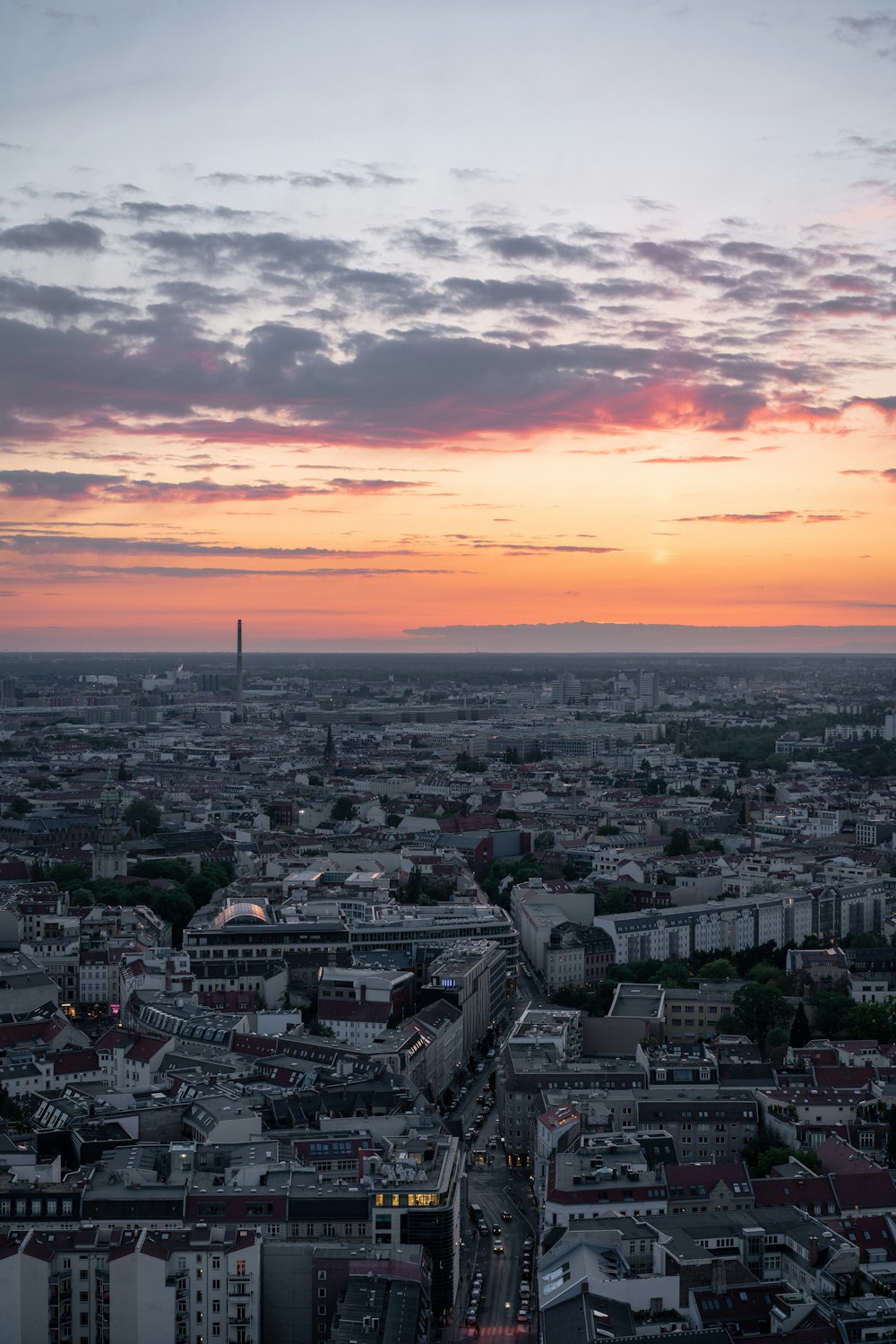 aerial photography of city during sunset