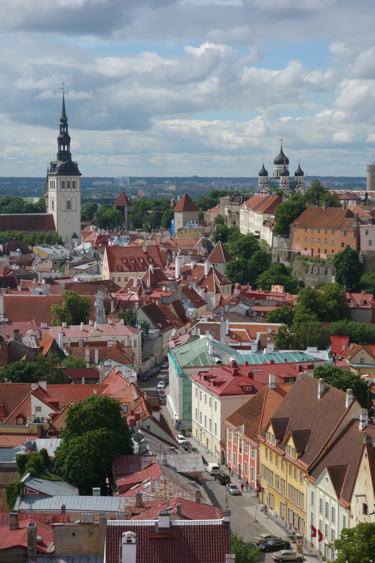 Red rooftops of Tallinn Old Town with Alexander Nevsky Cathedral, Estonia
