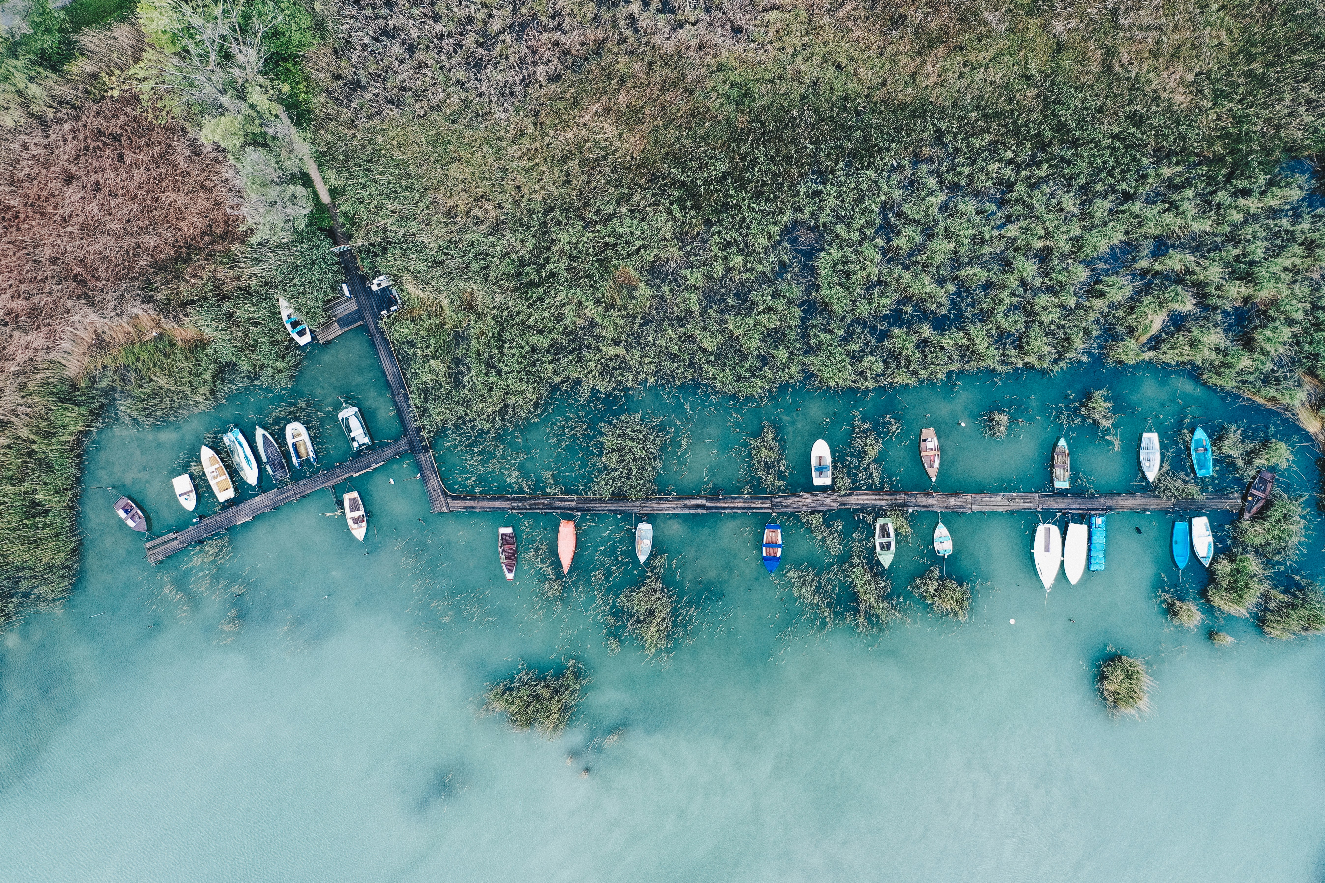 aerial photography of boats
