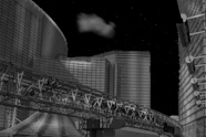 A futuristic cityscape glowing with interconnected AI-driven infrastructure at night.