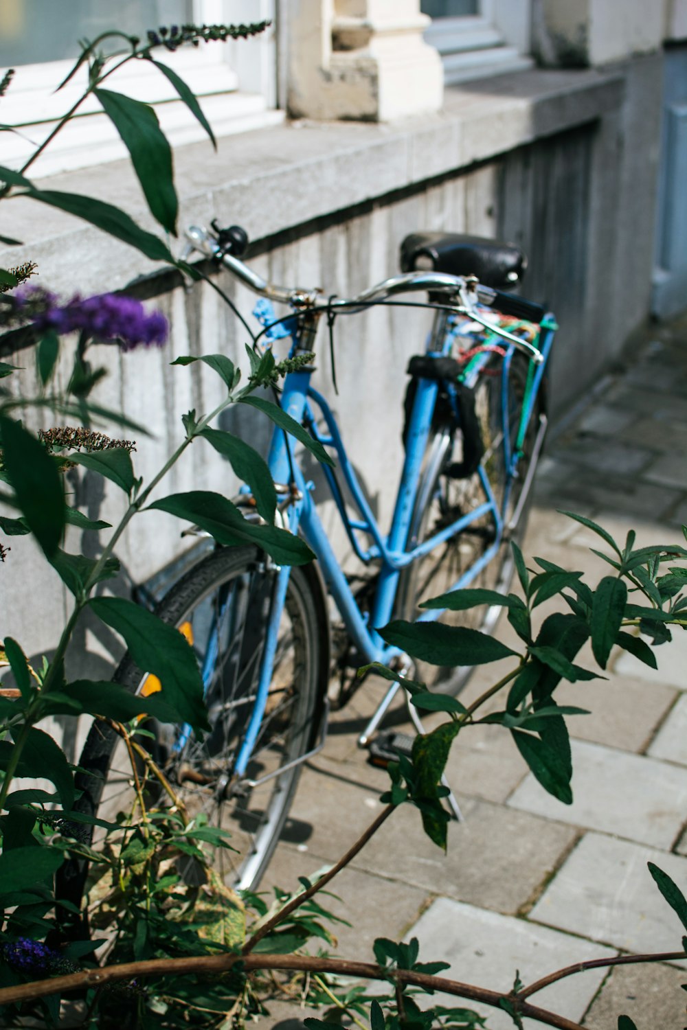 bike parked beside building