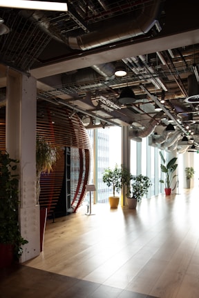 Spotless office environment showcasing clean desks and polished floors