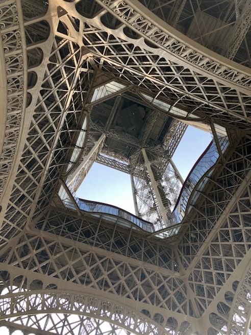 Close-up of intricate metal framework highlighting architectural details