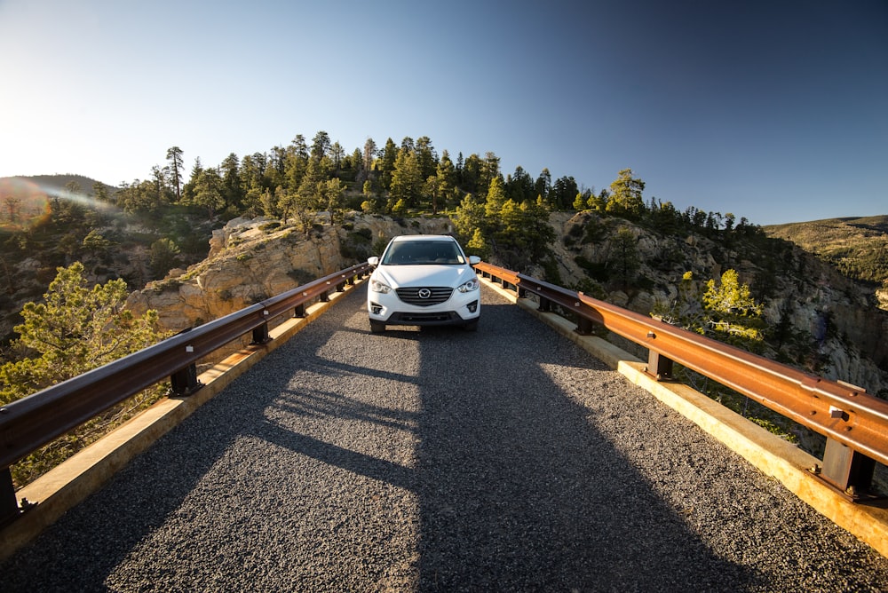 white car on bridge