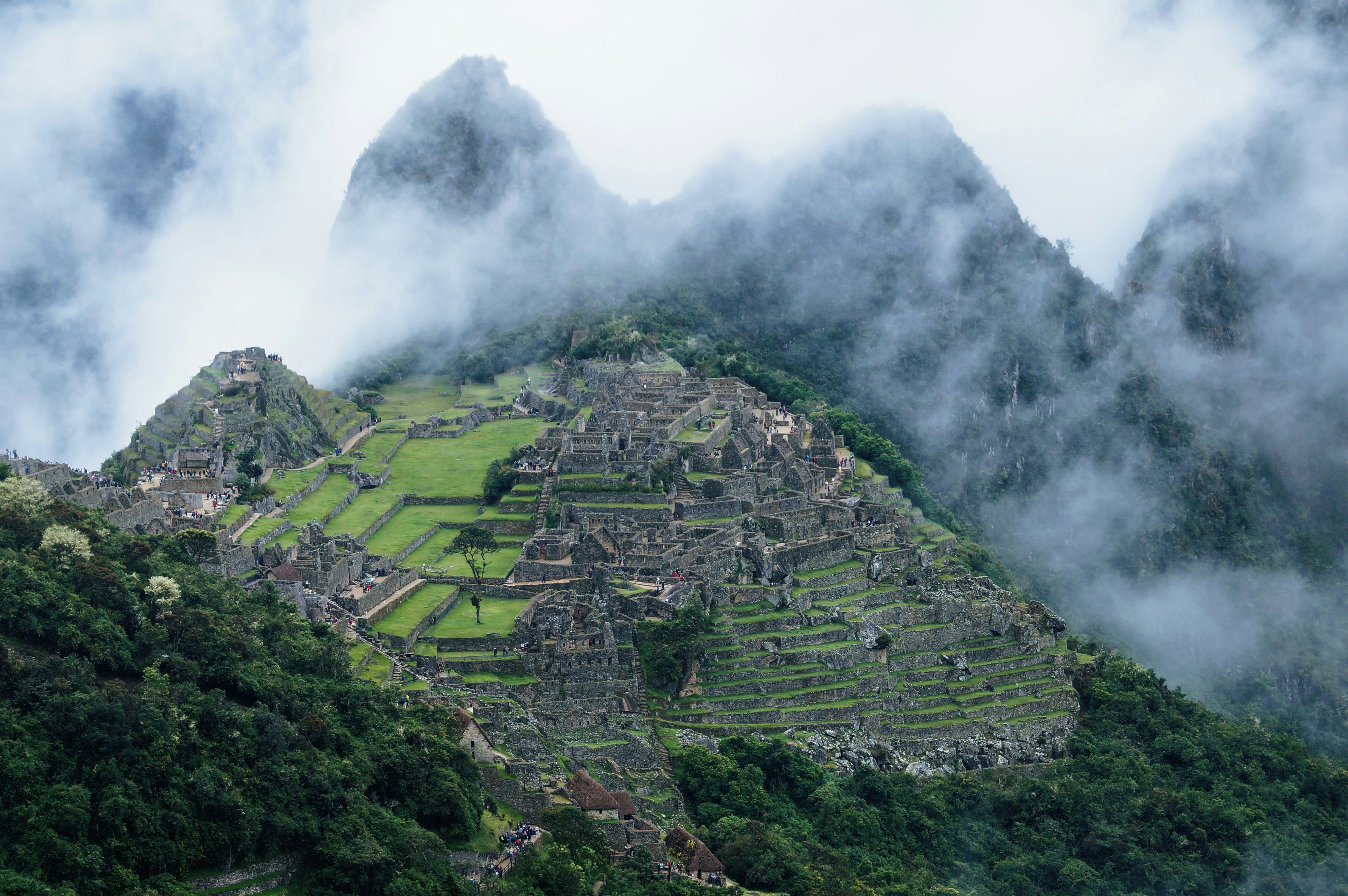 Machu Picchu in Peru covered with fogs