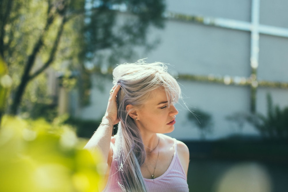 woman near building