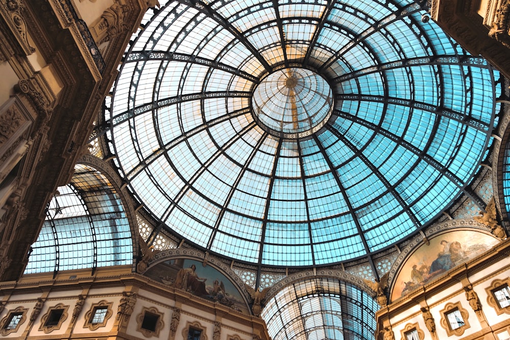 clear glass dome building interior