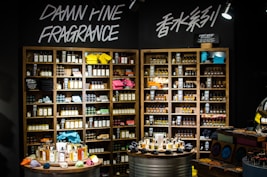 A welcoming image of the body-scent perfume store.