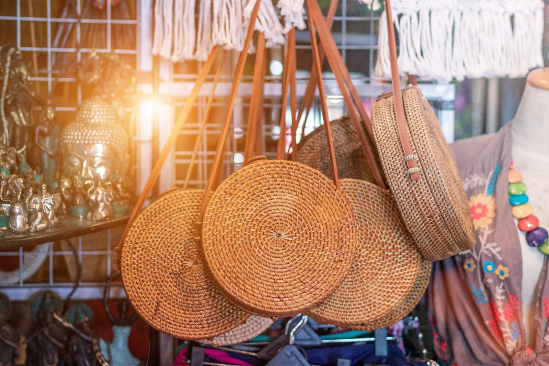 brown wicker bag lot close-up photography