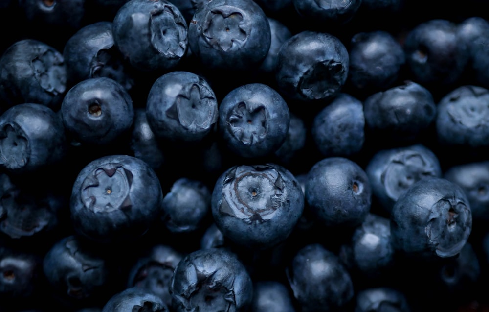 selective focus photography of blue berries