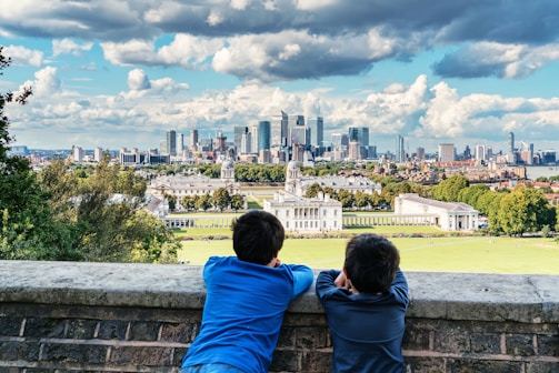 two boys on wall