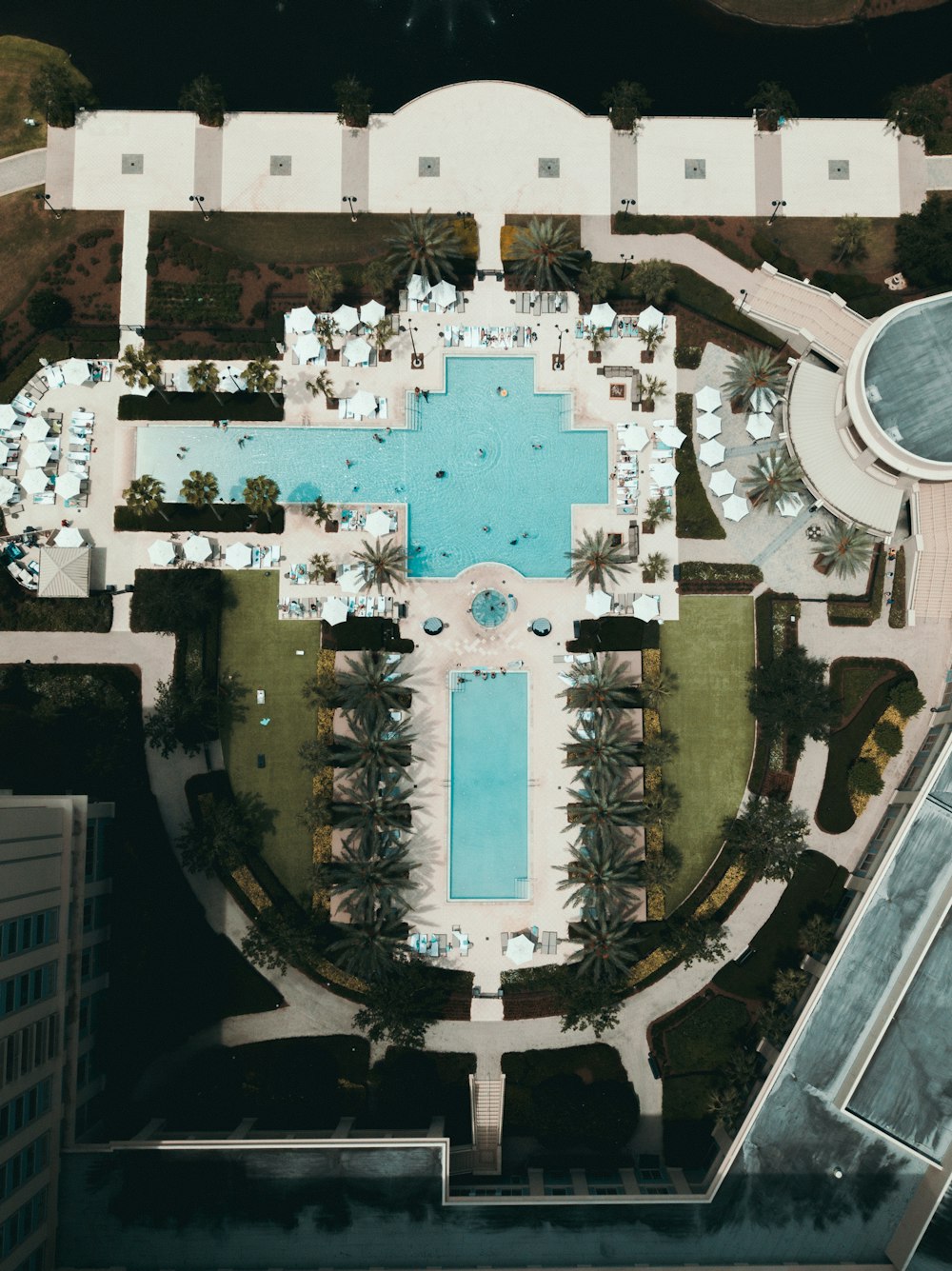 aerial photography of swimming pool