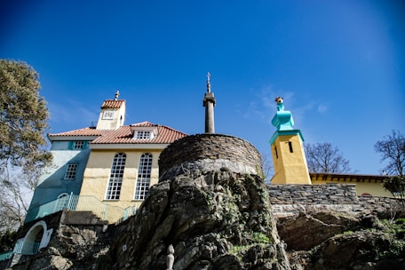 low-angle photography of yellow building