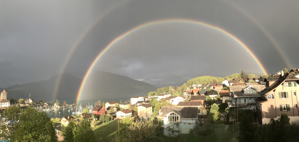 rainbow in city