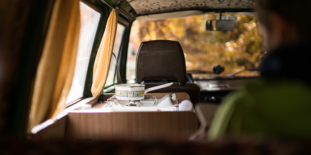 brown and gray van interior