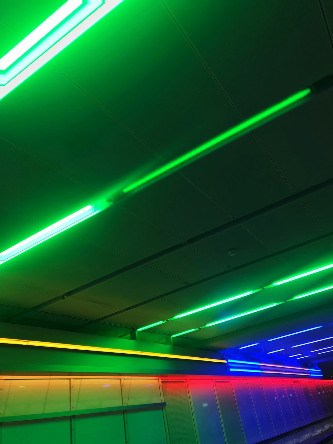 multicolored LED lights inside building