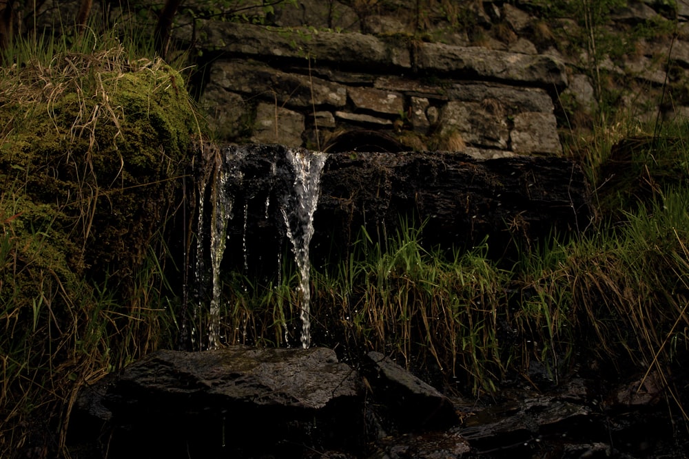 low-angle photography of rocky wall