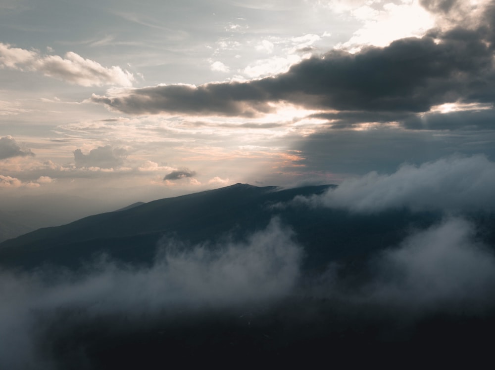 mountain with clouds