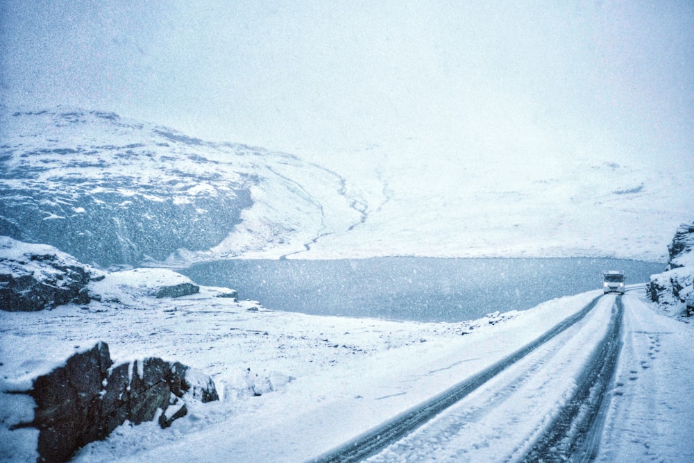 truck on road during snow