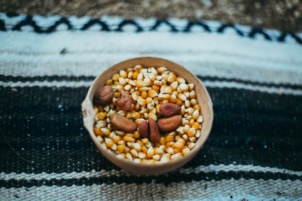 bowl of corn and nuts