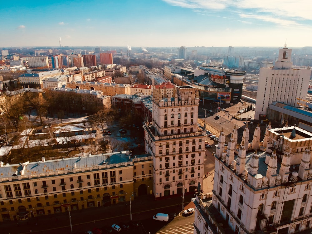 aerial photo of buildings