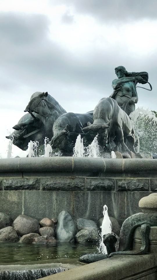 man riding bull statue in Gefion Fountain Denmark