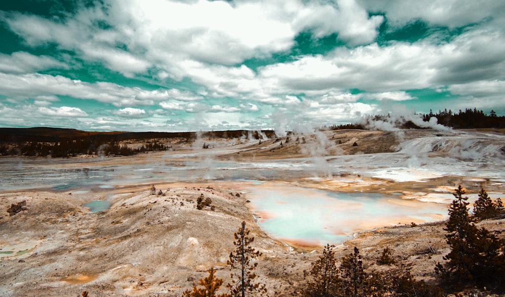 panoramic photography of geyser field during daytime