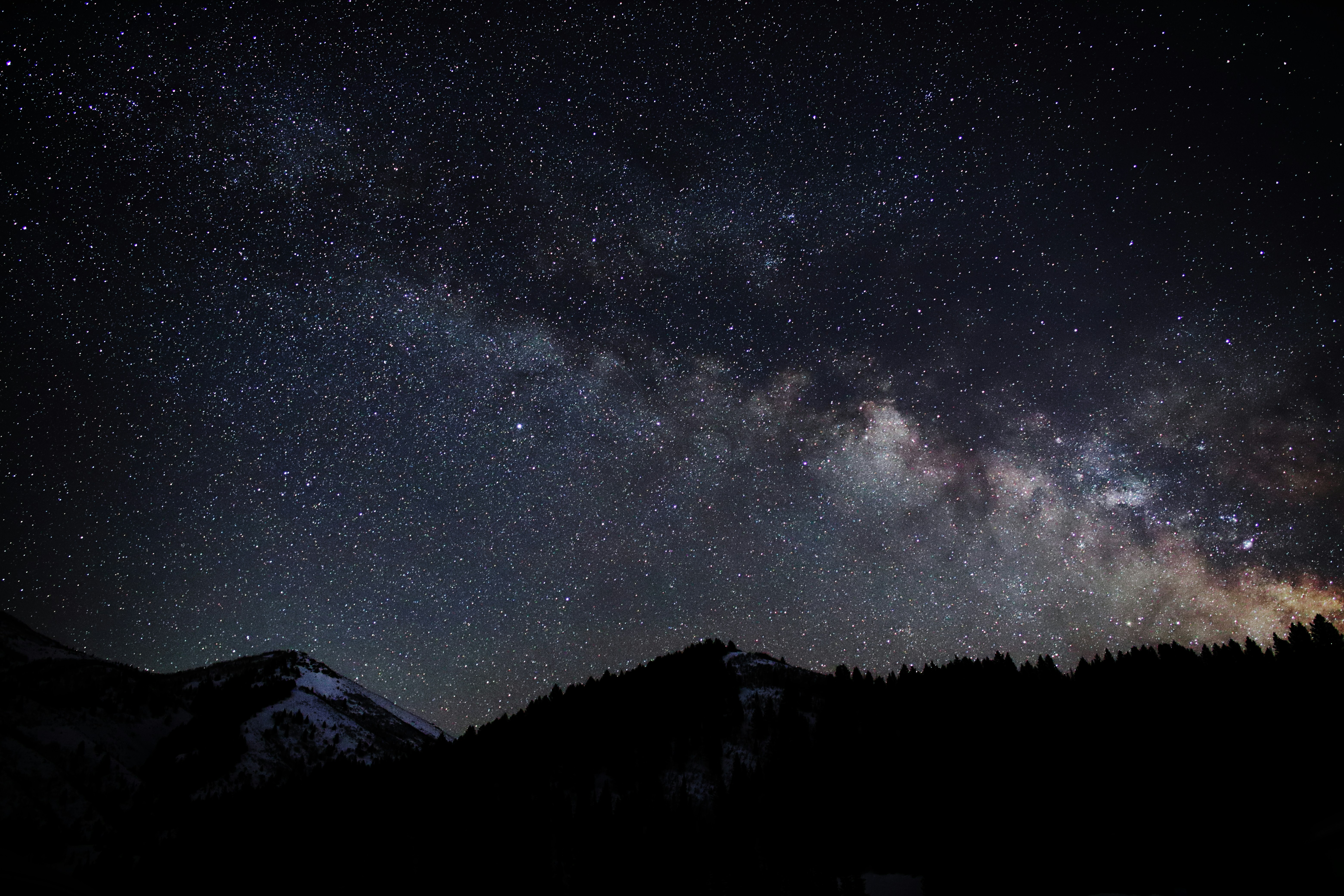 silhouette of mountain during starry night, Milky Way at Tibble Fork