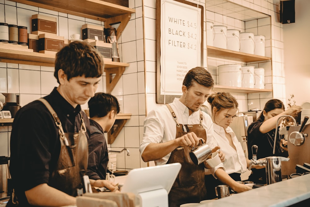 people working near desk