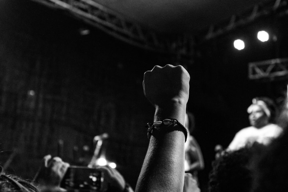 human fist on air at concert