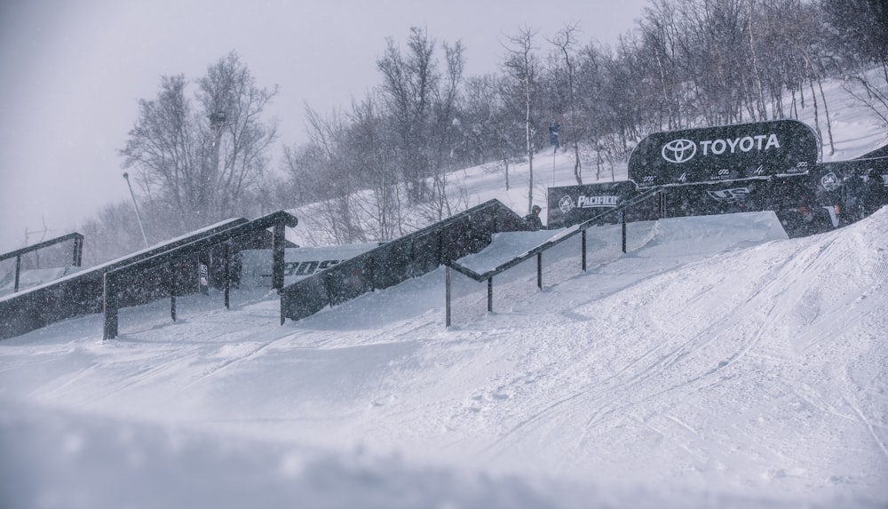 Toyota signage covered with snow