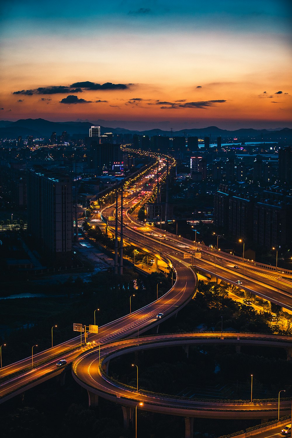 aerial view of vehicles on road