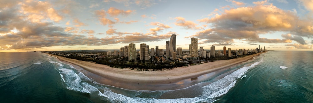 city and beach during day