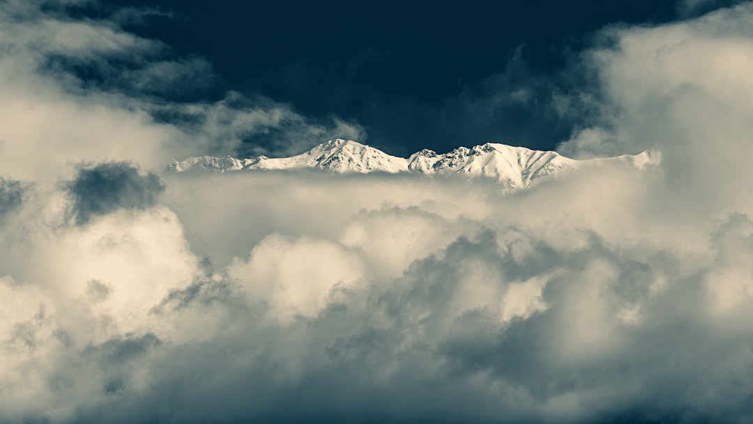 snow mountain covered with clouds