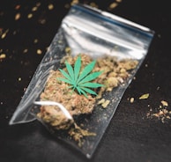 ground cannabis on clear plastic bag