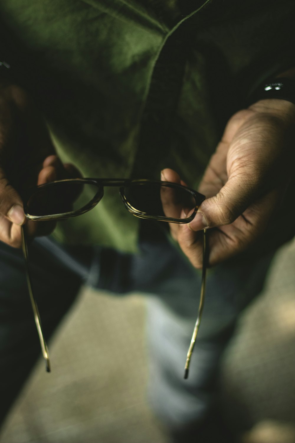 black framed eyeglasses