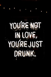 you're not in love, you're just drunk neon signage
