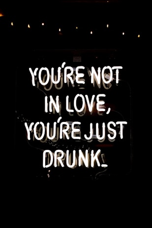 you're not in love, you're just drunk neon signage