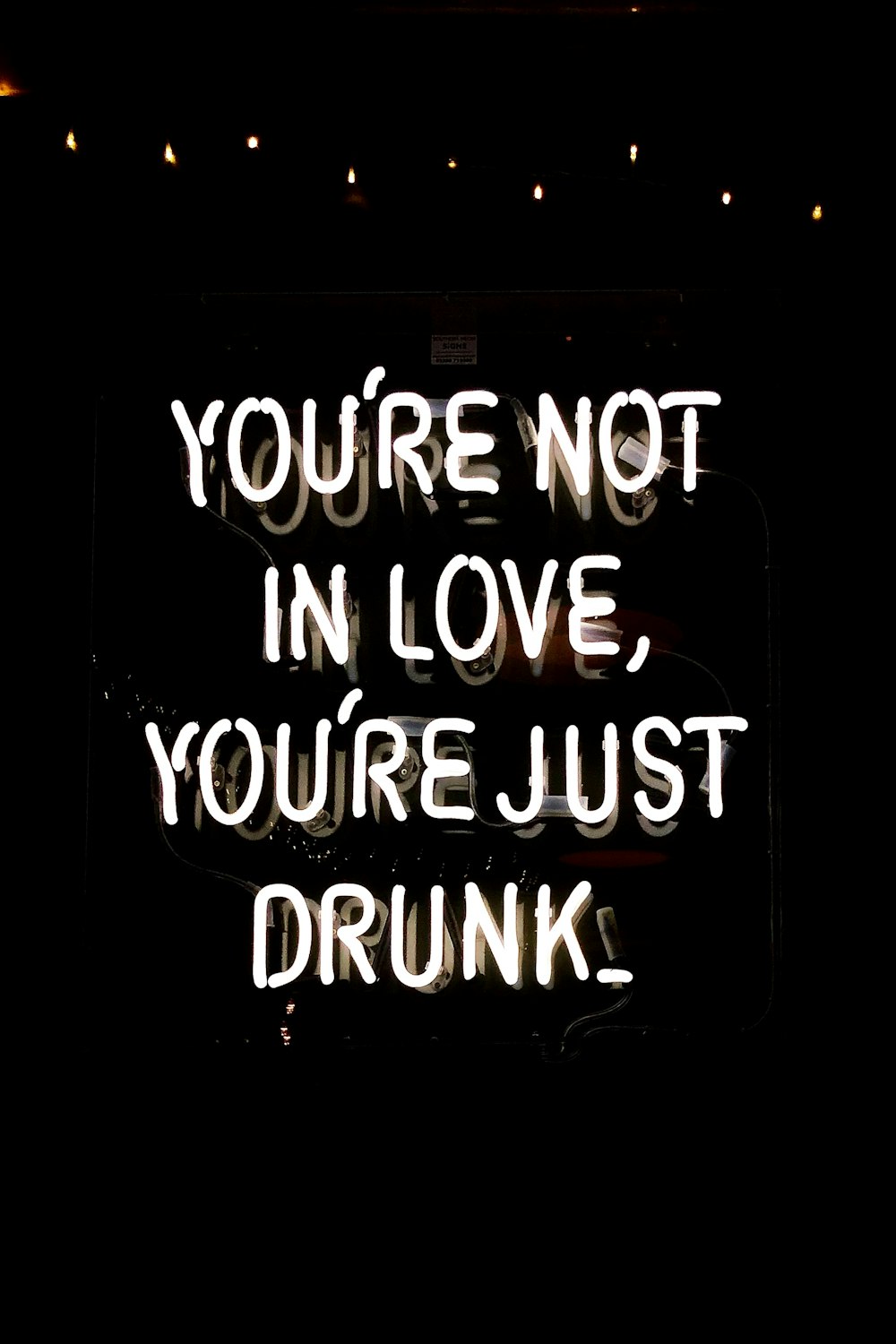 você não está apaixonado, você está apenas bêbado sinal neon