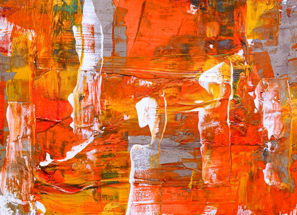 Orange Red And White Abstract Painting Photo Free Modern Art