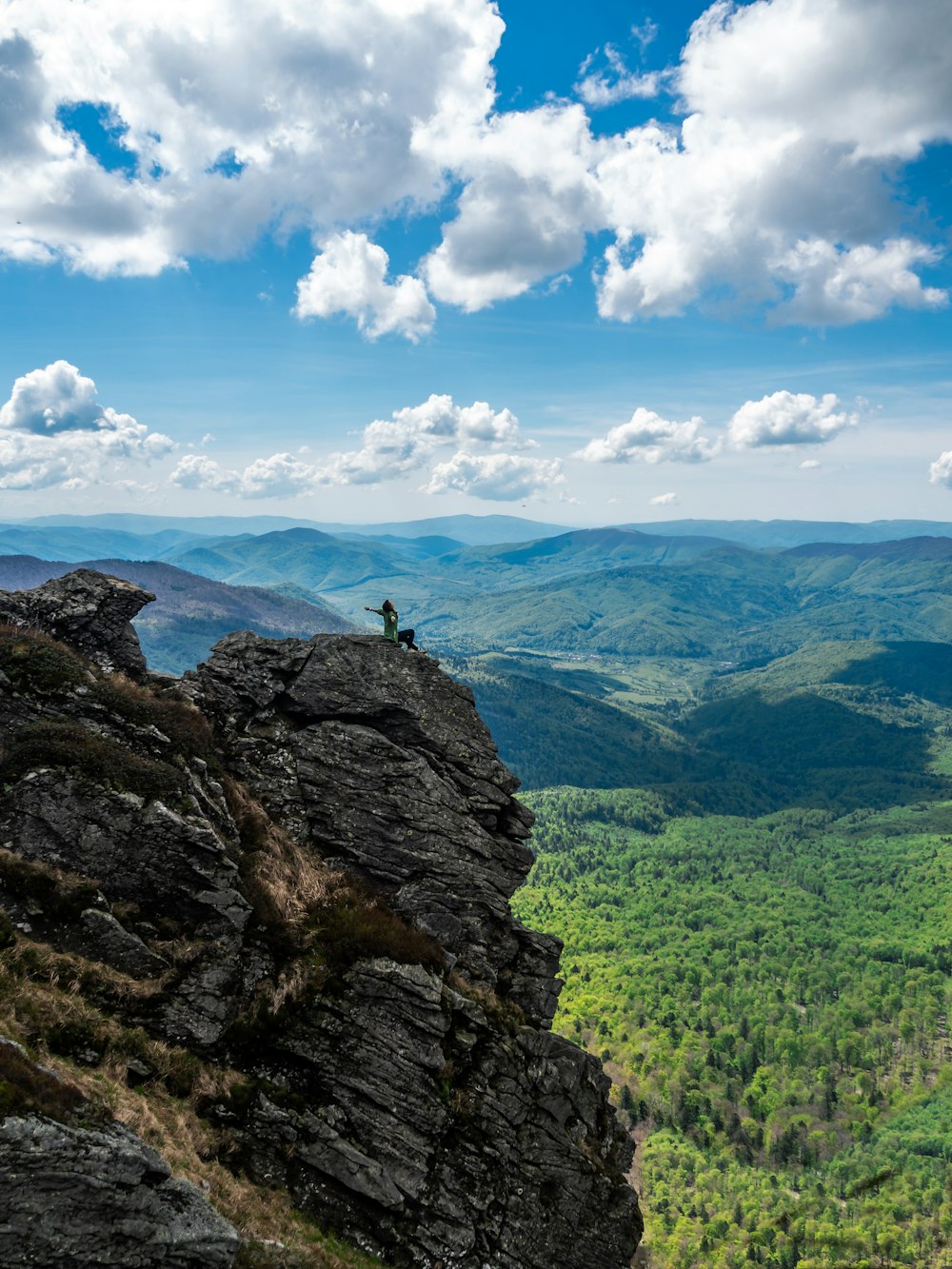 person standing on cliff