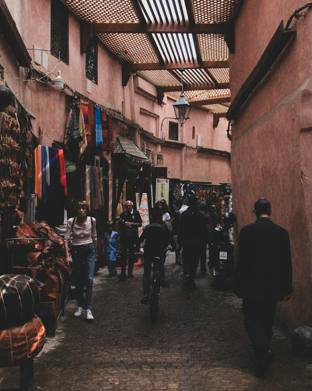 people walking at the market place