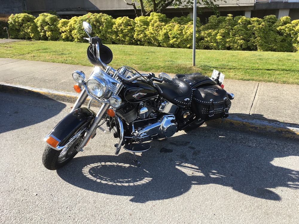 cruiser motorcycle parked on road