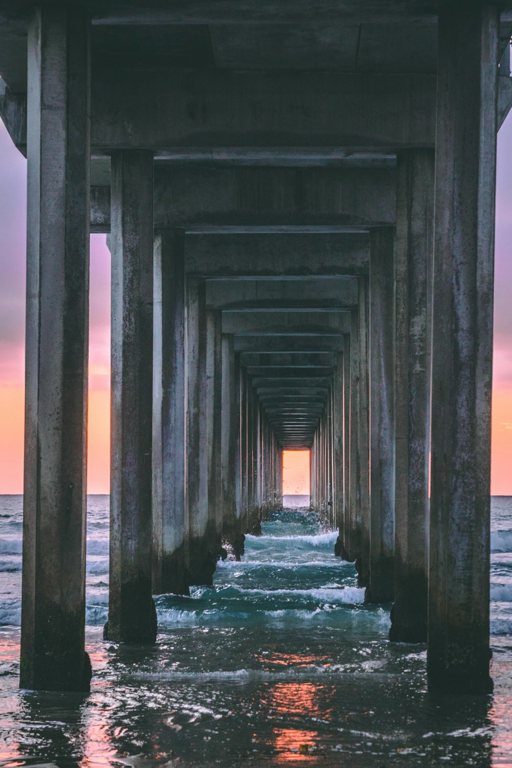 architectural photography of under bridge