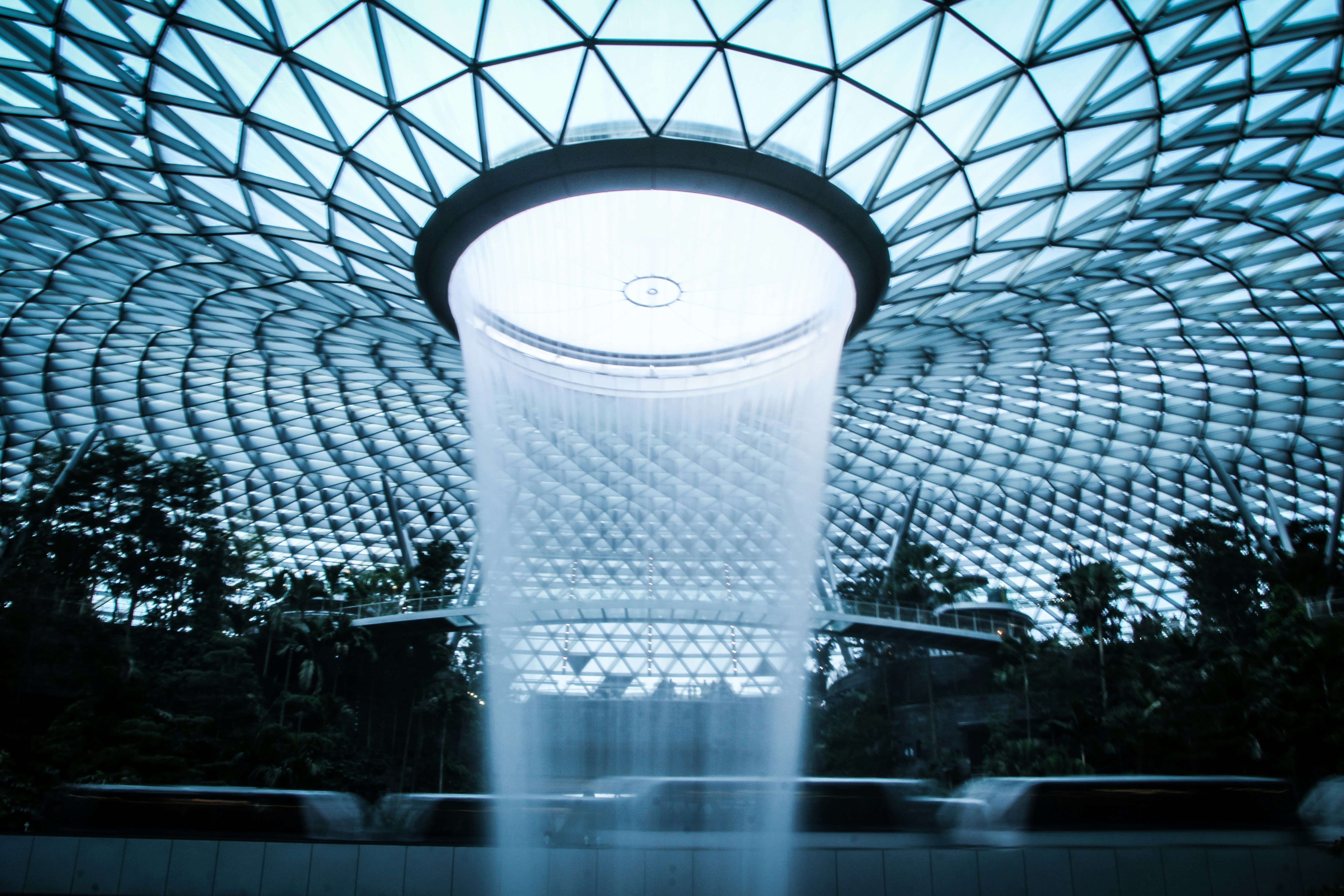 round white and black ceiling